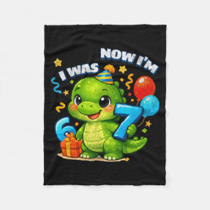 Was six seven dinosaur 67 meme 7th birthday boys fleece blanket