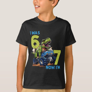 was Six Seven Dinosaur 67 Meme 7th Birthday Boys T-Shirt