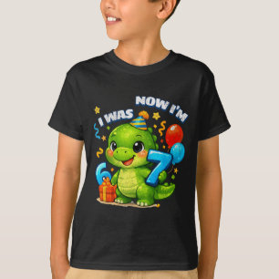Was six seven dinosaur 67 meme 7th birthday boys T-Shirt