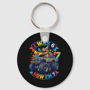was Six Seven Dinosaur Autism Awareness Birthday Key Ring