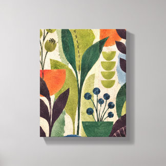 Wasabi Cut-Paper Garden - Textured Botanical Abstr Canvas Print