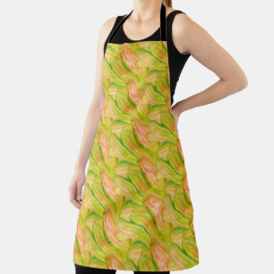 Wasabi Green Earthy Art Abstract Floral Apron