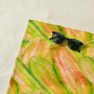 Wasabi Green Earthy Art Abstract Floral  Beach Towel