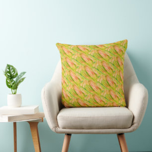 Wasabi Green Earthy Art Abstract Floral Cushion