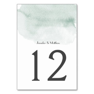 Wasabi Green Watercolor Wash   Table Number