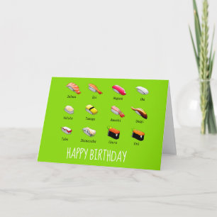 Wasabi sushi Japanese cute food Card