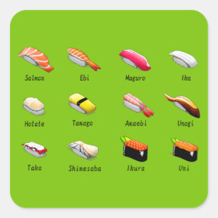 Wasabi sushi Japanese cute food Square Sticker