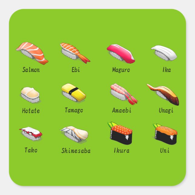 Wasabi sushi Japanese cute food Square Sticker (Front)