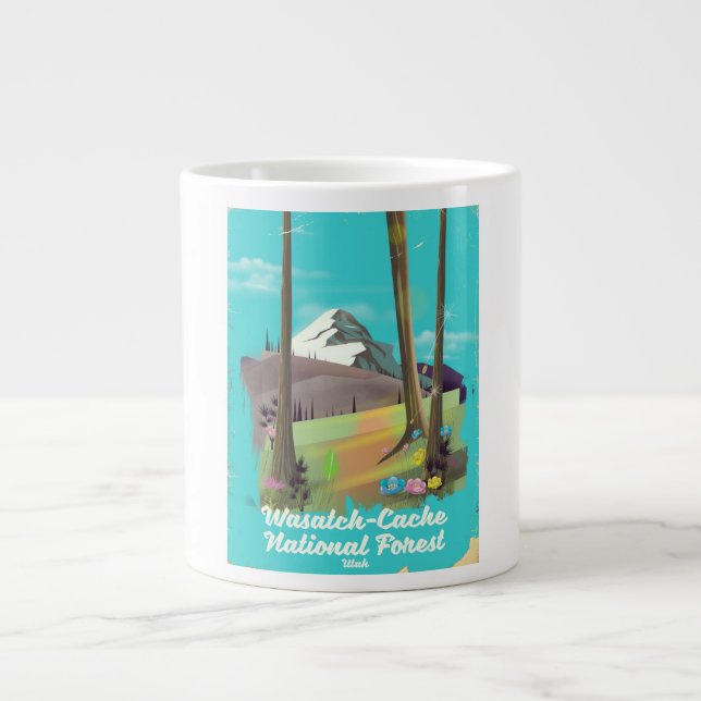 Wasatch-Cache National Forest Utah vacation poster Large Coffee Mug (Front)