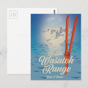 Wasatch Range Utah & Idaho Ski poster Postcard