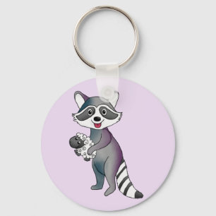 Waschbär mit Schäfchen Key Ring