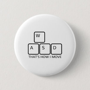 Wasd Gaming Design - Iconic Pc Gamer Keyboard Grap 6 Cm Round Badge