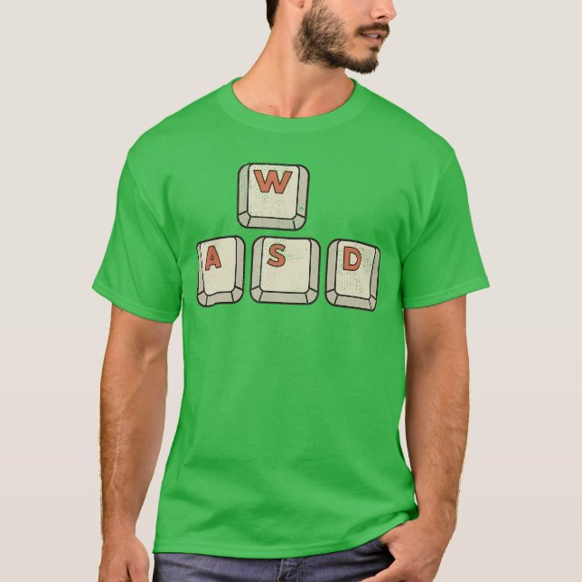 WASD Gaming Movement Keys Retro Computer Video Gam T-Shirt (Front)