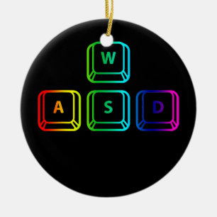 WASD Keyboard Keys Computer Gamer PC Gaming  Ceramic Tree Decoration