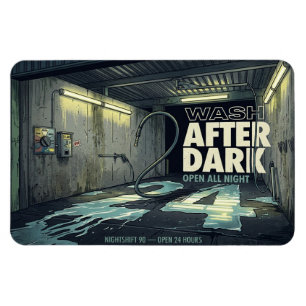 Wash After Dark Retro Car Wash 4x6 Magnet Nights