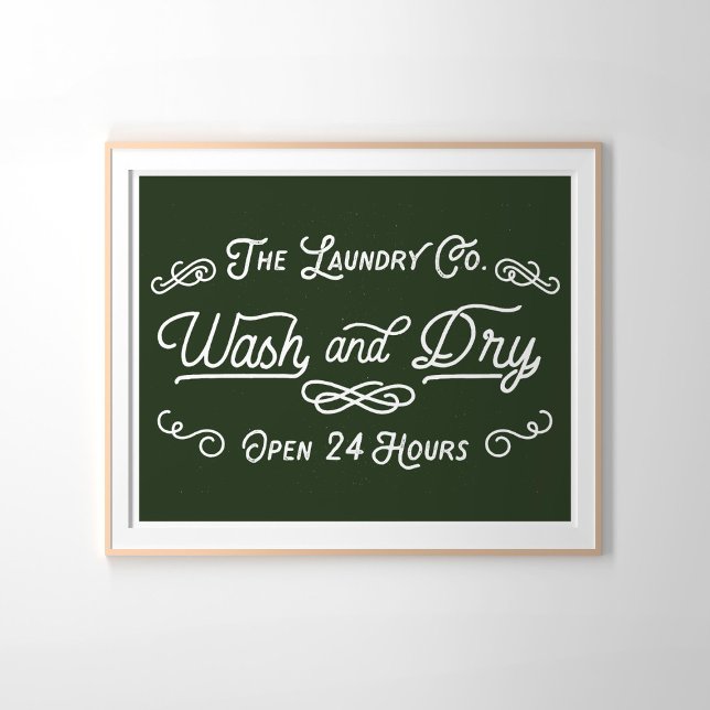 Wash and Dry Laundry Vintage Sign Dark Green (Creator Uploaded)