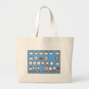WASH AND IRON POETRY PICTOGRAMS LARGE TOTE BAG