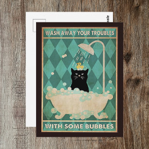 Wash Away Your Troubles - Cute Cat Get Well  Postcard
