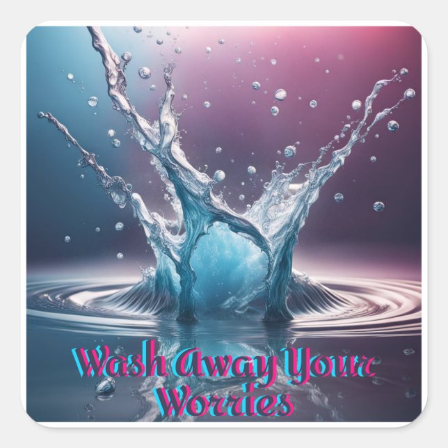 Wash Away Your Worries Square Sticker (Front)