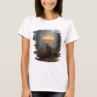 Wash bear UFO design in the forest T-Shirt