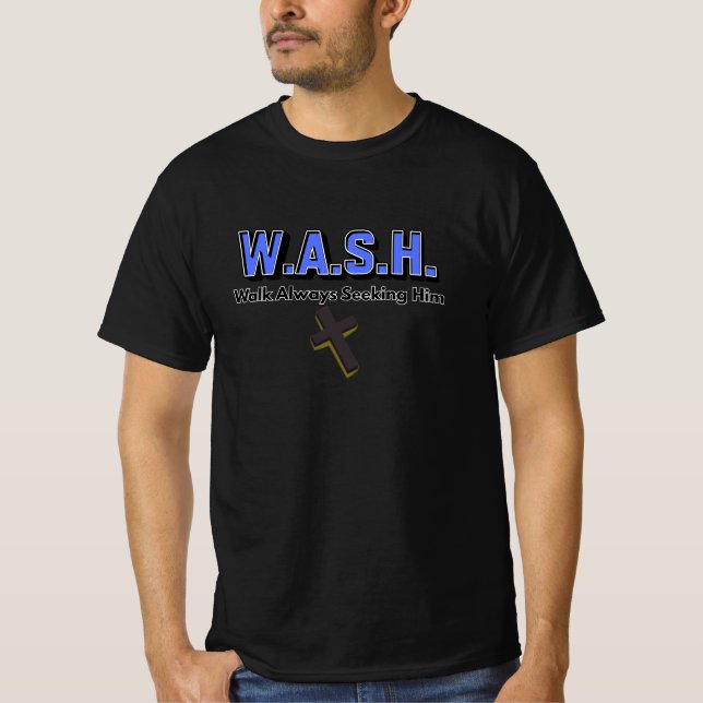 WASH Christian Tee – Washed Anointed Saved healed (Front)