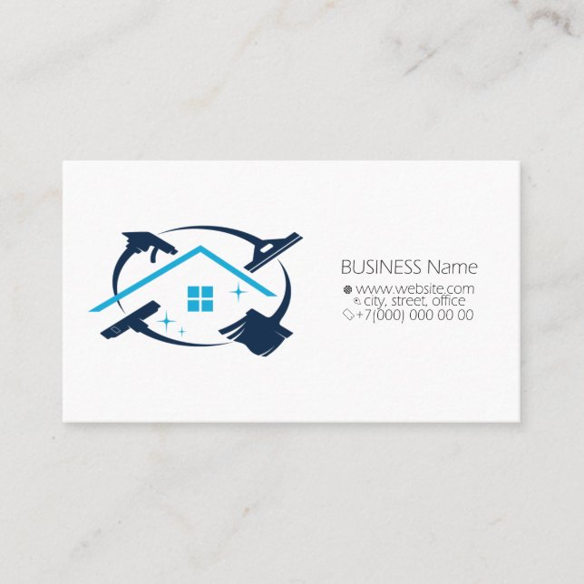 Wash cleaning home with tool business card (Front)