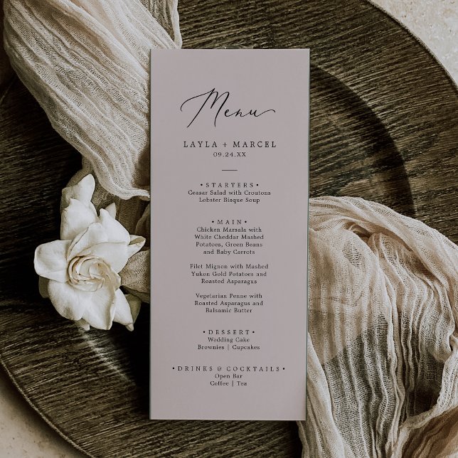 Wash Coordinate Blush Pink Elegant Wedding Menu (Wash Coordinate Blush Pink Elegant Wedding Menu)