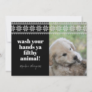 Wash Hands 2020 Funny Humour Sweater Cute Dog Phot Holiday Card