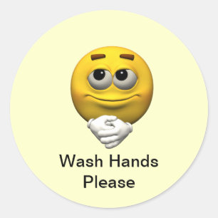 Wash Hands Please Classic Round Sticker