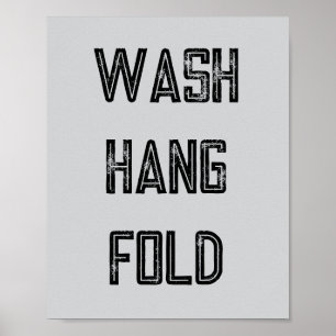 Wash Hang Fold Laundry Routine Poster