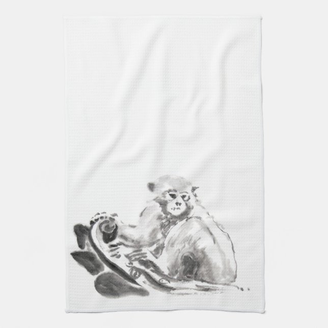 Wash Painting Monkey Year Zodiac Kitchen Towel (Vertical)