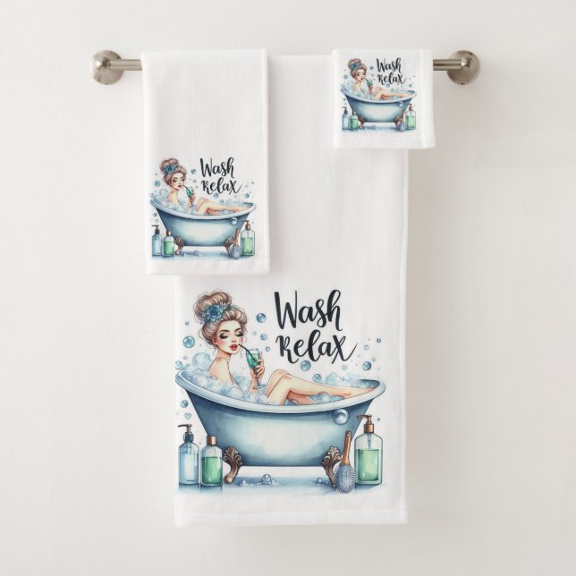 Wash Relax Bubble Bath Towel Set (Insitu)