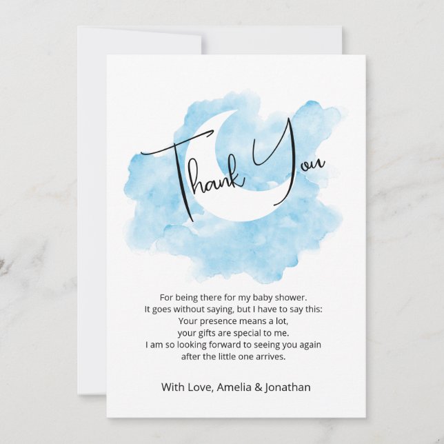 Wash Watercolor  Celestial Flat Thank You Card (Front)
