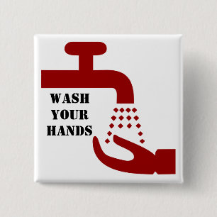 Wash Your Hands 15 Cm Square Badge