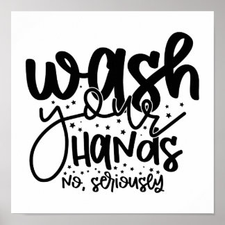 Wash Your Hands Bathroom Humor Wall Art Poster