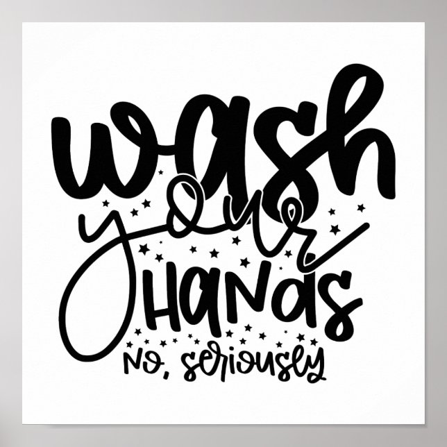 Wash Your Hands Bathroom Humor Wall Art Poster (Front)