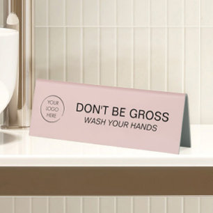 Wash Your Hands Business Logo Branded Sign, Pink