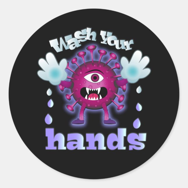 Wash Your Hands Classic Round Sticker (Front)
