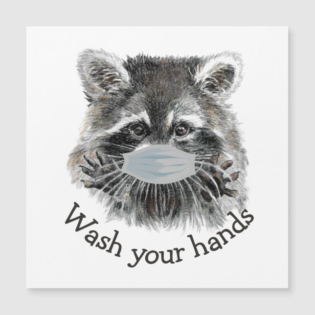 Wash Your Hands Covid Pandemic Cute Racoon Quote (Front)