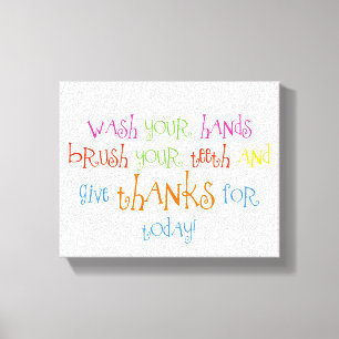 Wash Your Hands Give Thanks Bathroom Print Art