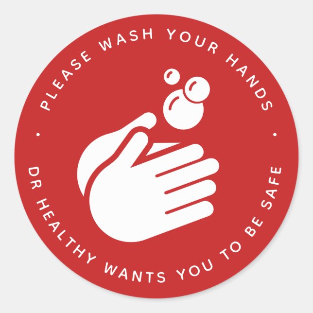 Wash Your Hands - Hand Washing Hygiene & Flu Classic Round Sticker (Front)