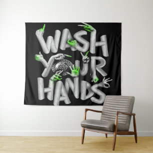 Wash Your Hands Hygiene Germs Tapestry