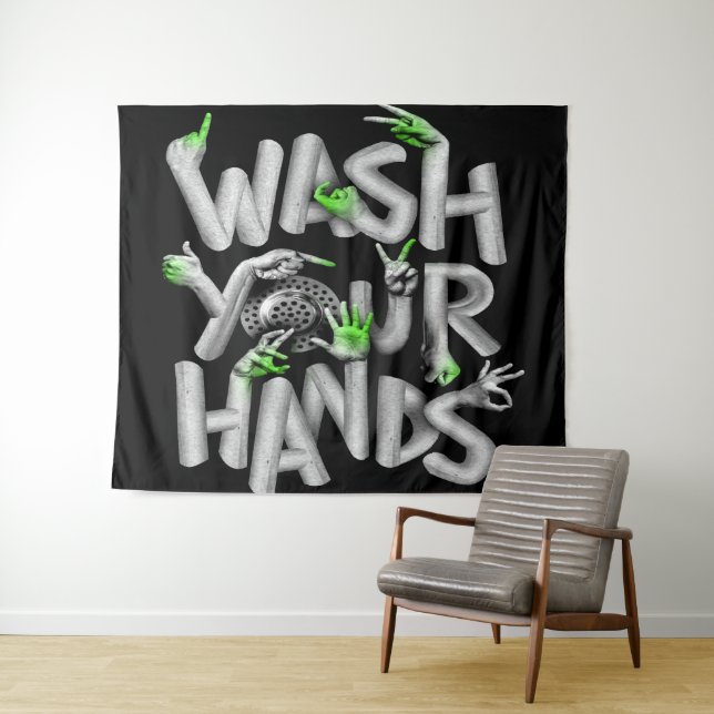 Wash Your Hands Hygiene Germs Tapestry (In Situ (Horizontal))