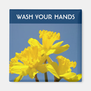 WASH YOUR HANDS magnets Healthcare Advice Daffodil