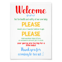 Wash Your Hands Medically Fragile New Baby Sign