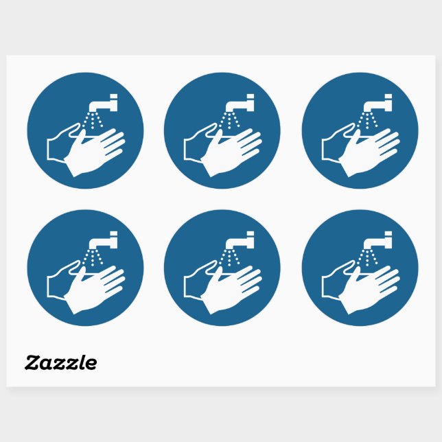 Wash your Hands Sign Classic Round Sticker (Sheet)