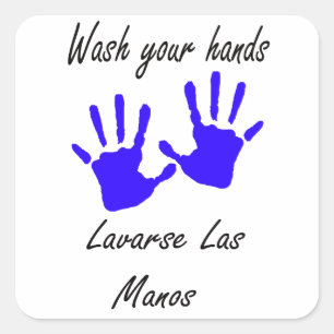 wash your hands square sticker