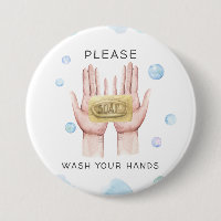 Wash Your Hands | Watercolor Illustration Button