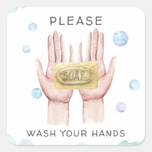 Wash Your Hands   Watercolor Illustration Sticker