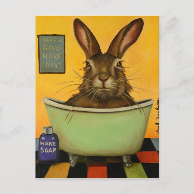 Wash Your Hare Postcard (Front)